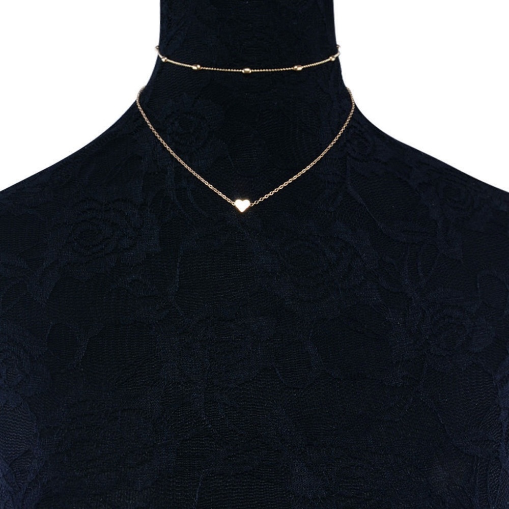 New Gold Double-Layer Heart Necklace - Picture 7 of 8